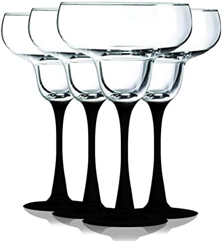 שולחן השולחן קינג מבטא שחור גזע 9.5 גרם כוסות יין מרגריטה - סט של 4 צבעים תוססים נוספים זמינים