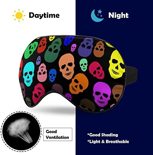 מסכת עיניים רכה גולגולת צבעונית הצללה אפקטיבית מסכת שינה נוחות כיסוי עיניים עם רצועה מתכווננת אלסטית