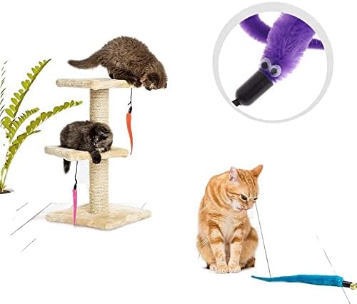 צעצועים לחתולים 5/10 יחידות מחליפים תולעים מתפתלים מוטות דיג חתולים מגוונים מוטות טיזר עם פעמון לחתולים חתולים