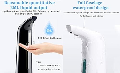 מתקן סבון ידיים אוטומטי של Jetwell, מתקן טיפת נוזלים ללא מגע לחדר אמבטיה ומטבח, מתקן טיפת ABS 14oz/400 מל ABS