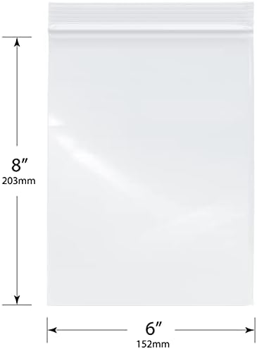שקיות רוכסן מפלסטיק כבד של פלימור, 4 מיל, 6 x 8