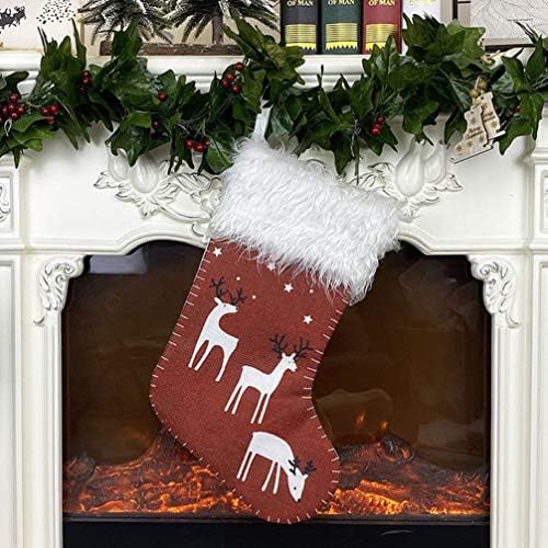 נובובטי סנטה קישוט גרבי חג המולד עץ חג המולד גרביים תלויים עם דפוס איילים מתנה מתנה לגרביים תלויים קישוטים לעץ חג