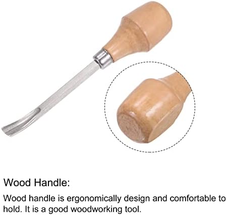 אזמצי עץ UXCell סכין גילוף, 10 ממ מצופה כרום 45 פלדת פחמן מעוקלת קצה חצי סיבוב קצה עץ כלי עץ אורך 130 ממ, 2 יחידות