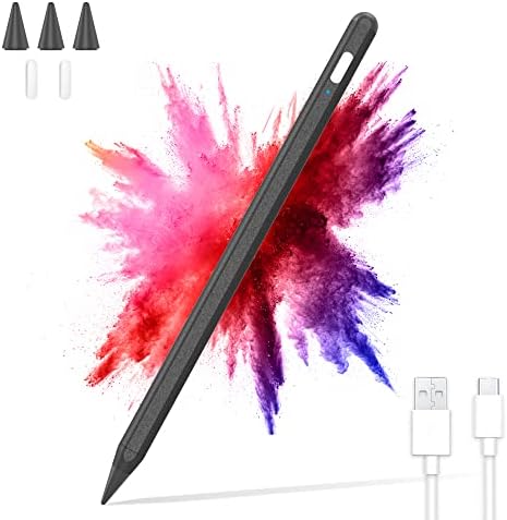 עט חרט לאייפד עם דחיית כף היד, עיפרון אפל דור 2 בעיצוב מגנטי, עיפרון אייפד תואם 2018-2023 אייפד פרו 11/12.9, אייפד מיני 5/6,