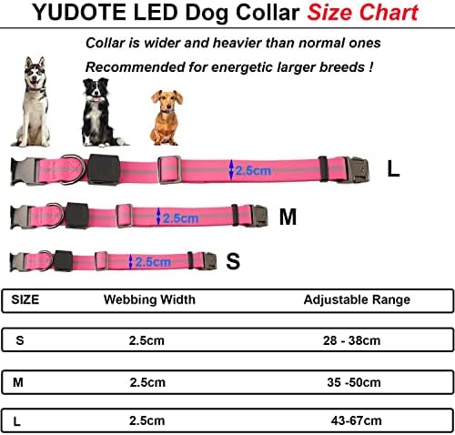 צווארון כלבים LED פטירי, USB נטען נטען צווארון כלבים, התנגדות לווארטר מתכווננת צווארון ראש חיית מחמד לכלבים קטנים, בינוניים