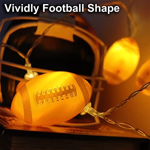 אורות מיתרים של עיצוב כדורגל Yayfazy, סוללה המופעלת 6.5ft 10 אורות תפאורה לחדר ספורט לחדר שינה או מסיבת נושא