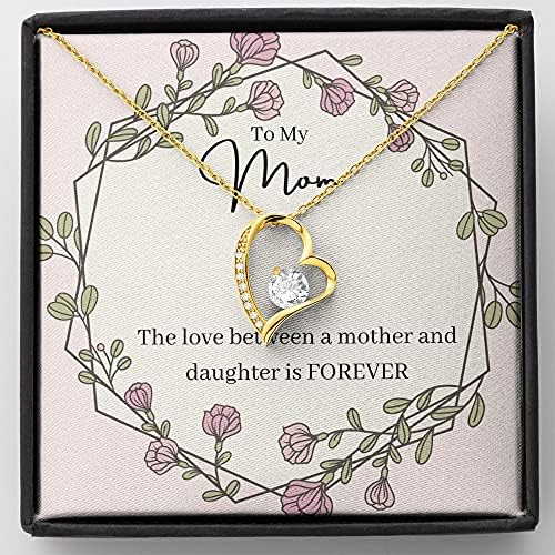 תכשיטי כרטיסי הודעה, שרשרת בעבודת יד- מתנה בהתאמה אישית למתנה לאמא, האהבה בין אם לבת היא לנצח, שרשרת תליון לב