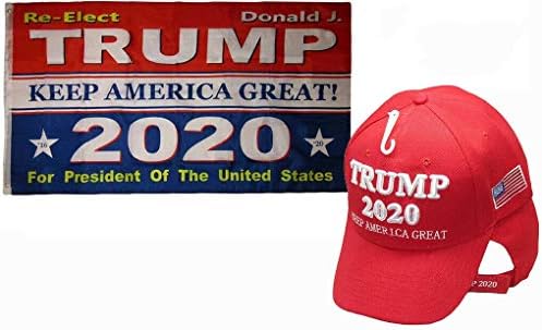 MWS 3x5 3'x5 'בחר מחדש את טראמפ 2020 דגל וטראמפ 2020 שמור על אמריקה נהדר אדום כובע סט ריסניות תפור איכותי פרימיום