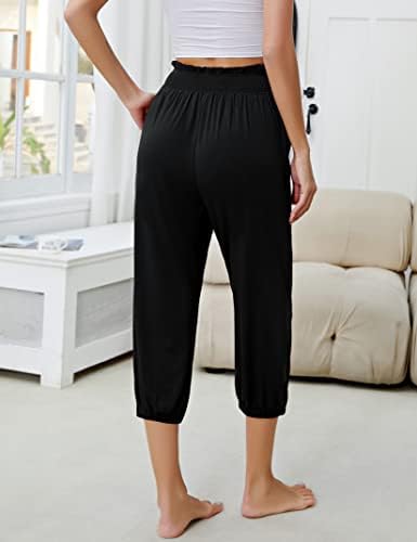 Kidlove מותניים גבוהות של נשים מכנסי קפרי מזדמנים מכנסי יוגו מתאימים רופפים מכנסי טרנינג טרקלין נוחים עם כיסים