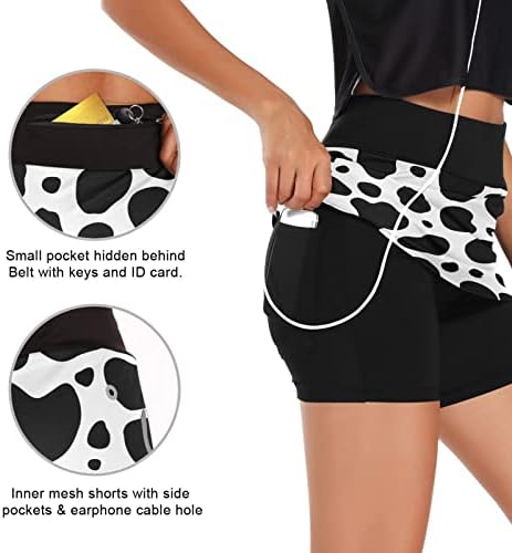 חצאית טניס לנשים של JHKKU מכנסיים קצרים פנימיים חצאית ספורט מזדמנים עם כיסים עם כיסים