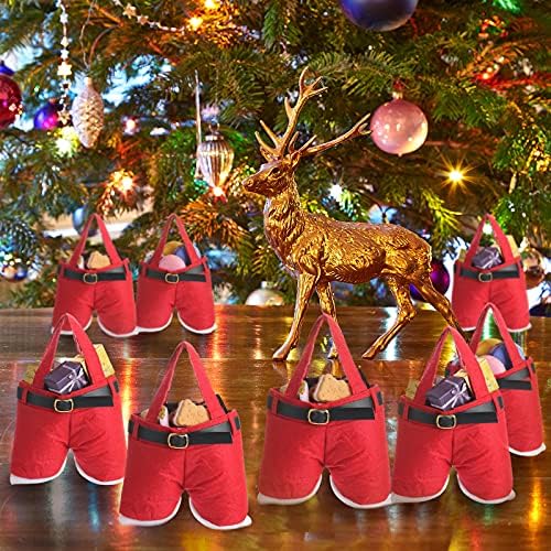 10 חתיכות סנטה מכנסיים מתנת שקיות יפה סנטה מכנסיים חג המולד לטפל שקיות נייד חג המולד גודי שקיות חג המולד מכולות