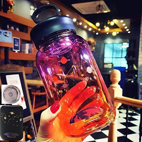 צבע שיפוע זכוכית שמיים כוכבים עם דליפת תה כוס מים יצירתיים ניידים זכוכית כוכבת חלומות כוכבים - משמרת כוכב 600 מל