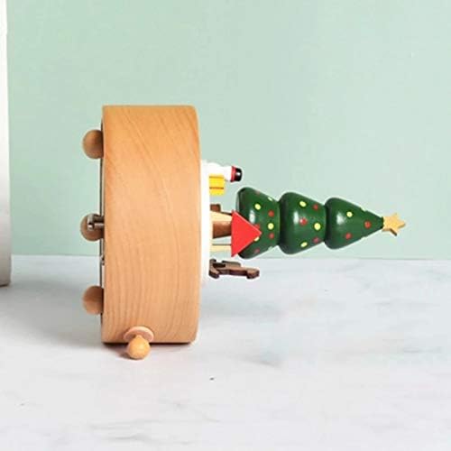 Yfqhdd עץ חג המולד קופסת מוזיקת ​​מעץ קופסת חג המולד אלק סנטה קלאוס קופסת מוזיקה