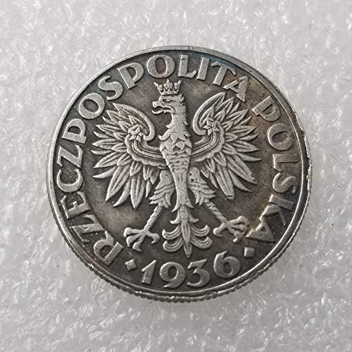 מטבעות זיכרון של SMIKFDN מלאכות עתיקות פולין 1936 פליז מכסף מצופה כסף ישן מטבעות עגולות