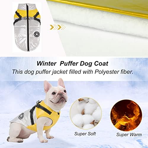 מעיל כלב מעיל חורף לכלבים לכלבים בינוניים קטנים מעילי מזג אוויר קר כלב חליג שלג עם טבעות D ורצועת כלב רצועת כלבים