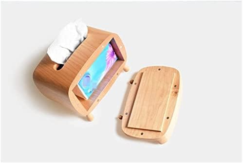 תיבת רקמות כיסוי תכליתי תיבת רקמות כיסוי עם טלפון נייד מחזיק מוצק עץ תיבת רקמות מחזיק עבור יהירות אמבטיה משטחי