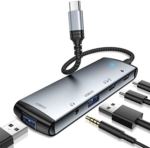 רכזת USB-C של APETOO, 5-in-1 רכזת USB רכזת ריבוי מתאם עבור MacBook Pro Air, מתאם Multifunction USB-C עם טעינה של 60