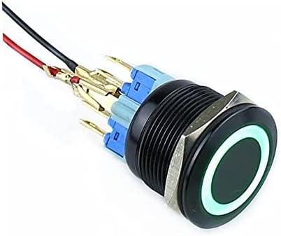 AKDE 19 ממ אלומינה כפתור מתג מתג טבעת סרעפת LED תפס רגע רמת עצמי 1 לא 1NC