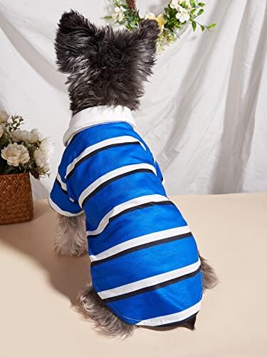 חולצת פולו כלב פסים של QWINEE בגדי כלב כלב חולצת טי נמתחת חולצת חיות מחמד מזדמנת לחתולים בינוניים וגדולים כלבים חתולים