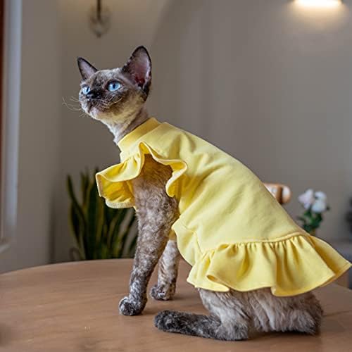 בגדי חתול חסרי שיער, חצאית רכה מוברשת בקיץ כותנה לספינקס, קורס רקס, דבון רקס, פיטרבלד וגדלים שונים של בגדי חתול חסרי