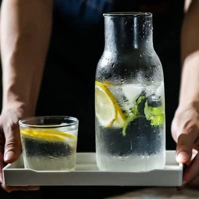 מים קרניים זכוכית צלולה וינטג 'שידת לילה עם כוס כדי לשמור על התייבשותך במהלך הלילה כוס כוס 500 מל