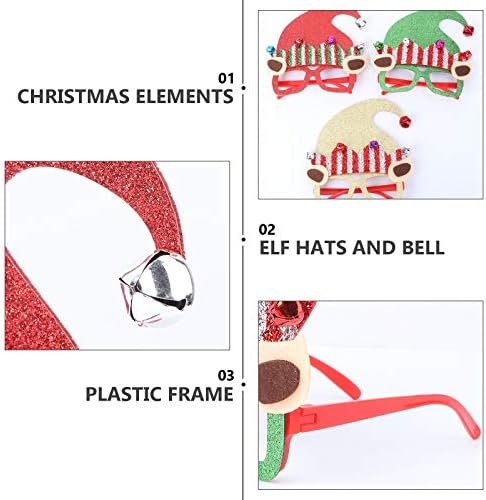 קישוטים לחג המולד של גלפאדה 3 יחידות מצוירות מקסימות משקפי חג המולד