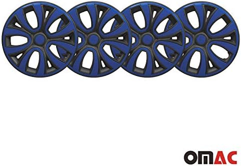 OMAC 15 אינץ 'רכזות לטויוטה שחור מאט וכחול כהה 4 יח'. כיסוי חישוקי גלגלים - כובעי רכזת - החלפת חוץ של צמיג מכוניות