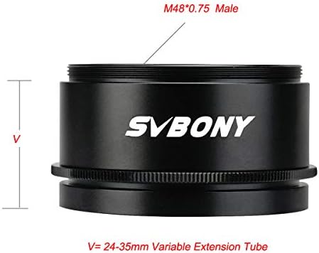 SVBONY SV109 צינור הרחבה 24-35 ממ צינור נעילה משתנה עם חוט M48 מיושם על טלסקופים אסטרונומיים או היקף איתור עבור