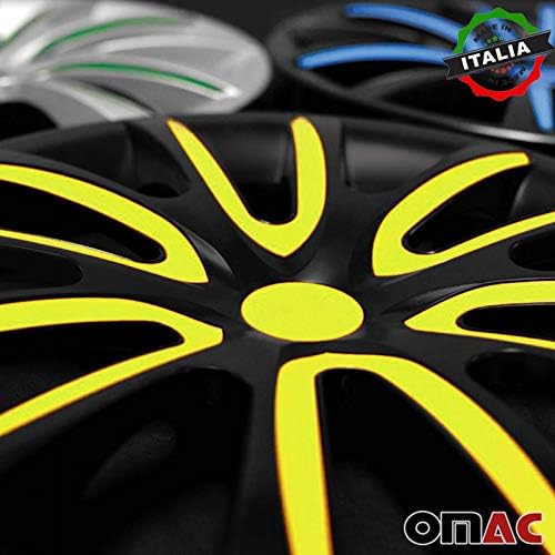 OMAC HUBCAPS 16 אינץ 'עבור הונדה HR-V שחור וצהוב 4 יח'. כיסוי חישוקי גלגלים - כובעי רכזת - החלפת חוץ של צמיג מכוניות
