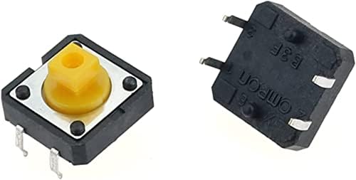 מתגי מיקרו Berrysun מתגי מישוש PCB של 500 יחידים 4 סיכה מרובע צהוב SMD מיני כפתור מתג טאקט 12 * 12 * 7.3 ממ מתג