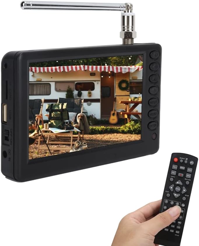 טלוויזיה דיגיטלית ניידת בגודל 5 אינץ', טלוויזיה דיגיטלית ניידת למטבח קמפינג לרכב, 110-220 וולט, טלוויזיה ניידת לצפייה בטלוויזיה