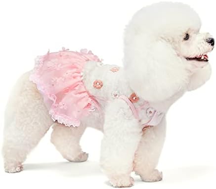 תחרה כלב תחרה שמלת נצנצים זהב נסיכה חצאית טוטו לכלבים קטנים ובינוניים מחמד יום הולדת ליום הולדת לחתונה כלה מצילום