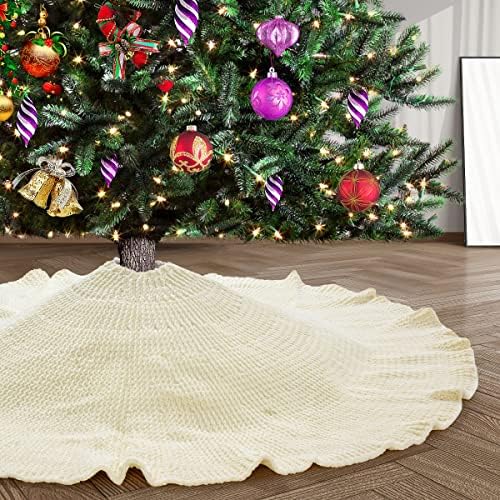 חצאית עץ חג המולד סרוג הונגוויי עם פרע, 48 אינץ
