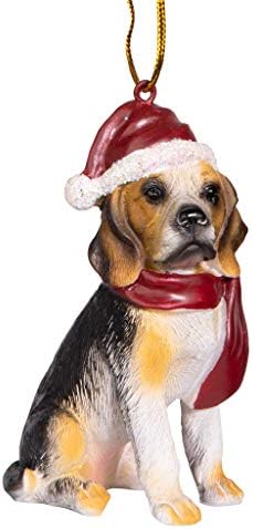 תכנן טוסקנו ביגל כלב כלב עץ חג המולד קישוט קישוטי חג המולד, 3 אינץ ', צבע מלא