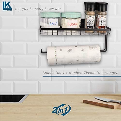 LKKL מחזיק מגבת נייר מתלה תבלינים ומדף רב תכליתי, מארגן אחסון הרכבה על קיר למטבח חדר אמבטיה כביסה, מחזיק רקמות טואלט