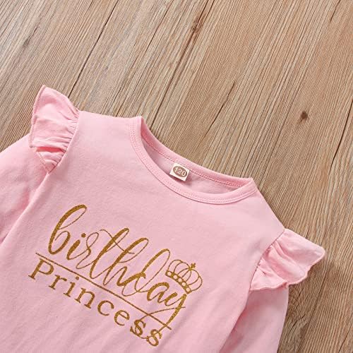 Lyqtloml פעוט לילדים לילדים תלבושות יום הולדת לתינוקות הנסיכה אפוד חולצת שרוול ארוך חולצה עם כתר