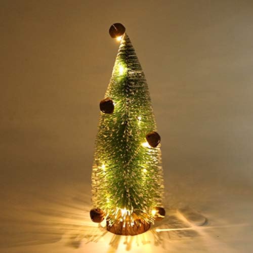 Cvhomedeco. עץ חג המולד המלאכותי מיני מלאכותי עם פעמונים חלודה ונורות LED לבנות חמות לקישוטים לחג המולד ועיצוב עונתי