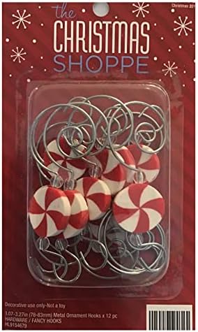 חג המולד Shoppe Scroll Swirl Wears Wears לתצוגת קישוטים אספנית, חבילה של 12 עם מבטא ממתק מנטה
