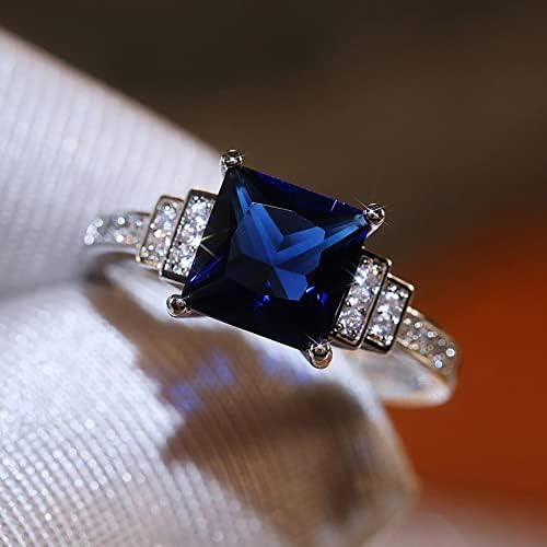 ריבוע ספיר טבעת יהלום נשים מתנה לתכשיטי חתונה מתנה עם טבעתך טבעת
