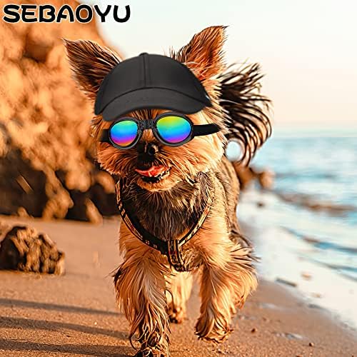כובע כלבים של Sebaoyu ומשקפי שמש בייסבול כלב קיץ כובע מחמד חיית מחמד כובעי כובעי סאנבונט תלבושת עם חורי אוזניים משקפי