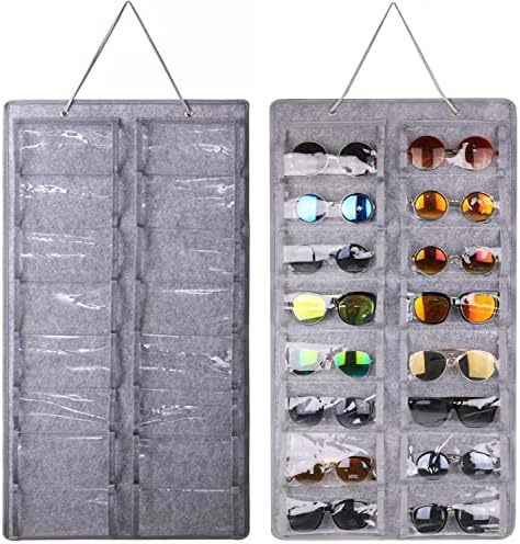 אחסון מארגן משקפי שמש איגויד, אחסון משקפי שמש תלוי על הקיר עם 16 חריצי לבד, תצוגת משקפי משקפיים מחזיק משקפיים, ארגונית