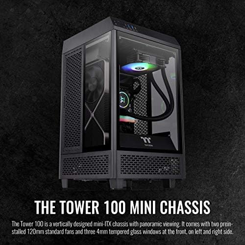 מגדל תרמלטייק 100 מהדורה שחורה זכוכית מחוסמת סוג - סי מיני מגדל מארז מחשב תומך במיני-איטקס קא-1ר3-001סון-00 וג