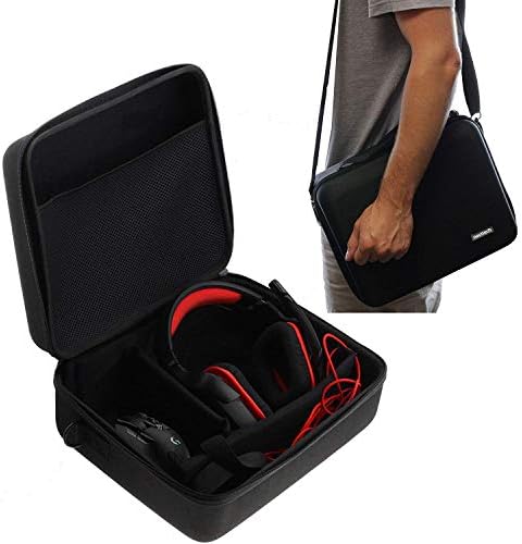Navitech Black Hard Eva Carry Case תואם לאוזניות המשחקים והאוזניות התואמות לאודיו-טכניקה ATH-AD500X / Audio-Technica