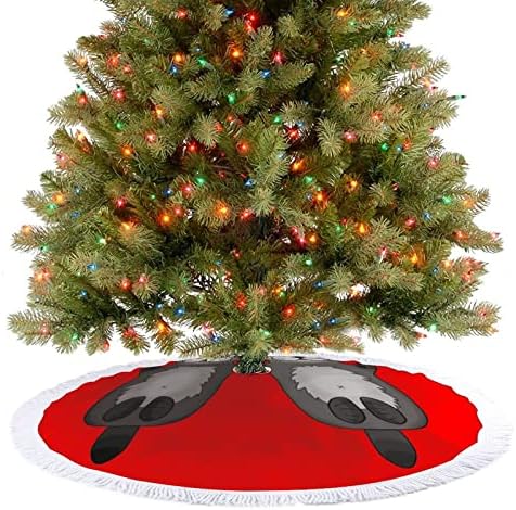 חצאית עץ חג המולד מצחיק הדפס אוטר עם ציצית למסיבת חג מולד שמח תחת עץ חג המולד