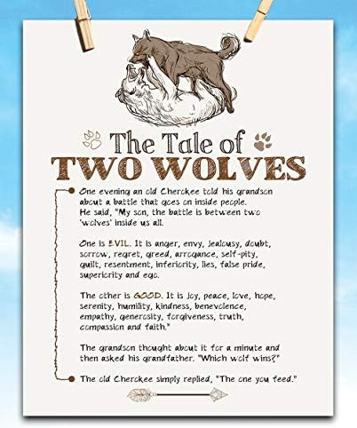 סיפורם של שני זאבים - 11x14 הדפס אמנות של טיפוגרפיה לא ממוסמכת - תפאורה מעוררת השראה נהדרת מתחת לגיל 15 $