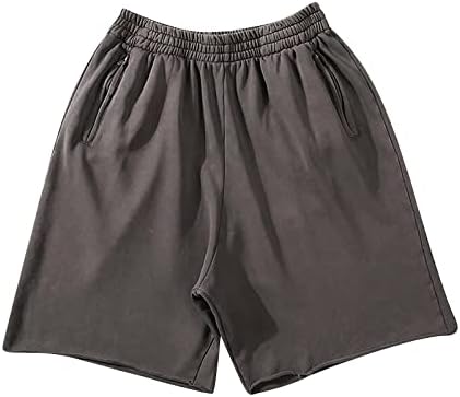 מכנסיים קצרים של Wenkomg1 לגברים, כותנה סולידי סגנון סגנון גדול בסגנון רופף בכושר קלות בגדי רחוב רחבים גזעים ברגליים
