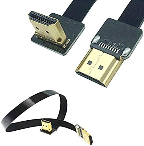 Kework fpv hdmi כבל, 20 סמ FPV HDMI כבל שטוח דק, 90 מעלות כלפי מטה סטנדרטי HDMI ממשק זכר לממשק זכר HDMI סטנדרטי עבור BMCC