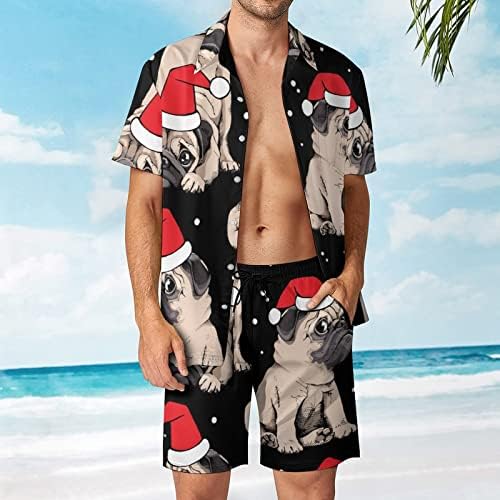 גורי חג מולד פוגס גברים בהוואי הגברים חולצות שרוול קצרות ומכנסיים תלבושות חוף קיץ רופפות אימונית מתאימה