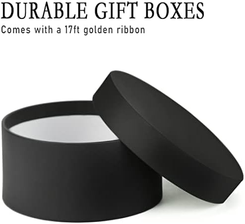 בנגנקס קופסא מתנה עגולה קופסאות מתנה שחורות עם מכסים למתנות 4 חבילות קופסאות מתנה קינון יוקרתיות קטנות עם סרט 17 רגל לשושבינה