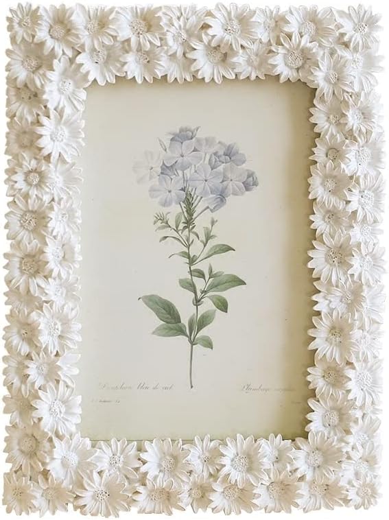 מסגרת תמונה של פרחים לבנים בגודל 6 אינץ